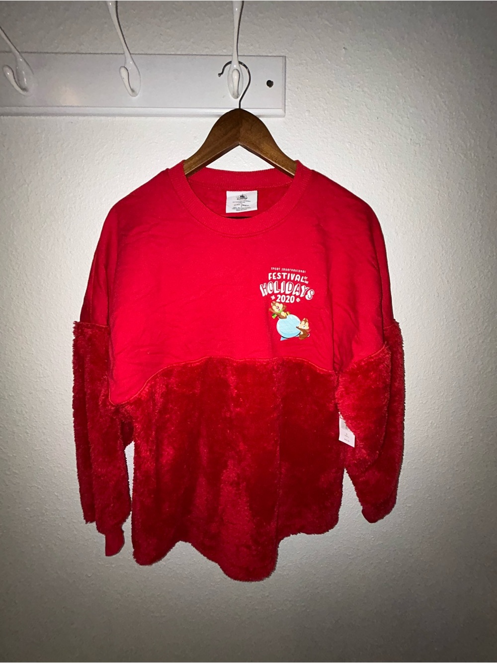 Disney Red Plush-Panel Holiday Sweatshirt
